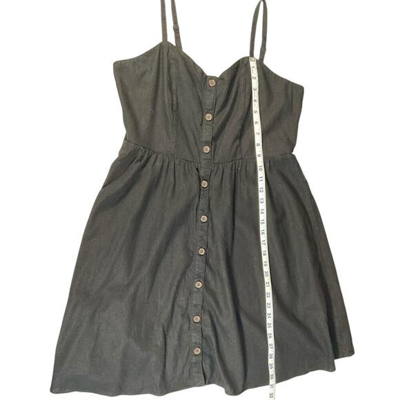 Old Navy Cami Dress Black Brown Button Baby Doll Dress Smock Back Size Large - Picture 8 of 10